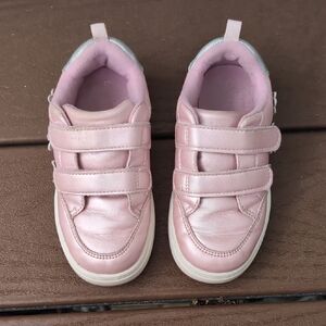 Pink Velcro Strap Sneakers with White Soles